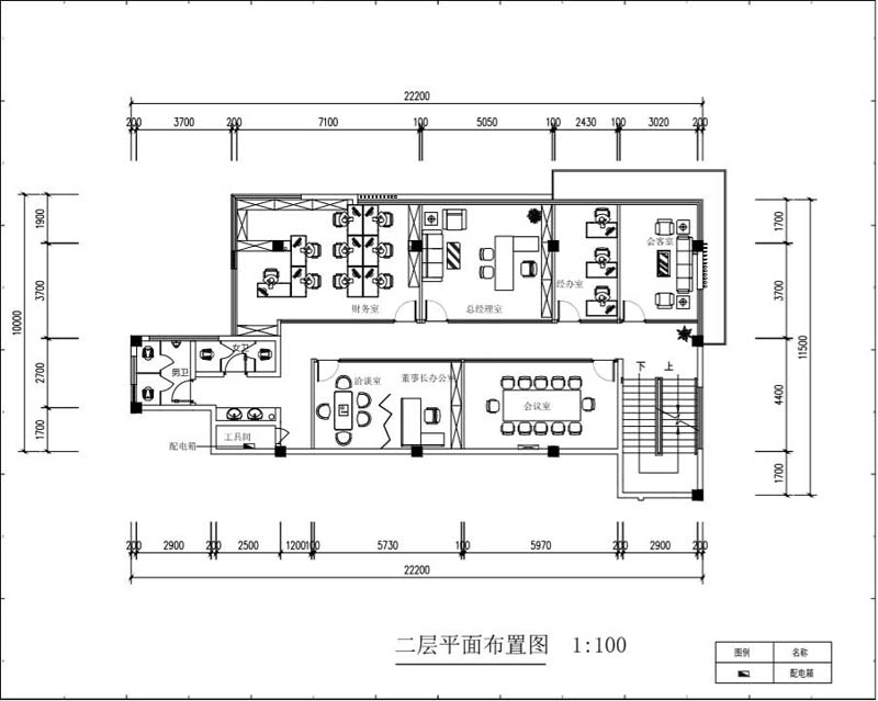 辦公樓設計裝修二層平面圖 辦公樓設計裝修二層平面圖